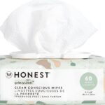 Image of a pack of 60-count unscented plant-based baby wipes with a Geo Mood pattern and a flip-top lid.