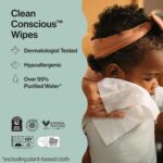Image of a pack of 60-count unscented plant-based baby wipes with a Geo Mood pattern and a flip-top lid.
