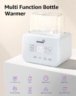 White GROWNSY Fast Double Baby Bottle Warmer with two bottles inside, showing its compact design.